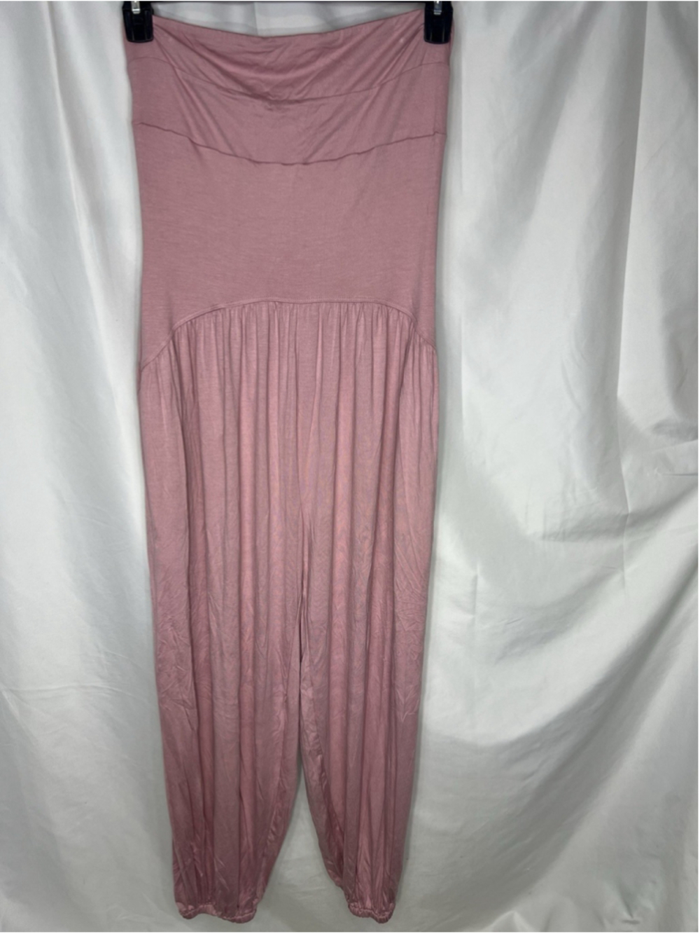 Free People Mora Drop Waist One Piece Jumpsuit M Wide Leg Boho Chic Resort Pink